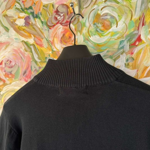 Oscar de la Renta Men’s Quarter Zip Sweater – Black - Picture 7 of 10